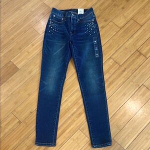 NWT Lucky Brand Bridgette High Rise Skinny Jeans 6/28 R with Studded Details